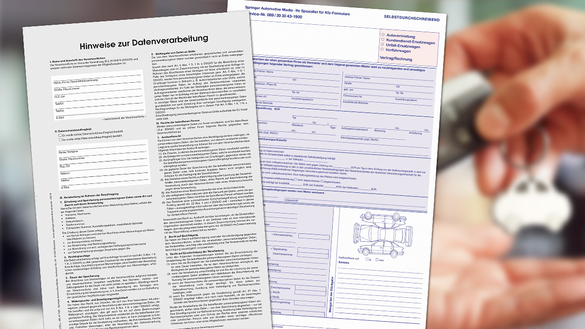 Neuauflage Formulare Autovermietung Ersatzwagen Vorfuhrwagen Autohaus De